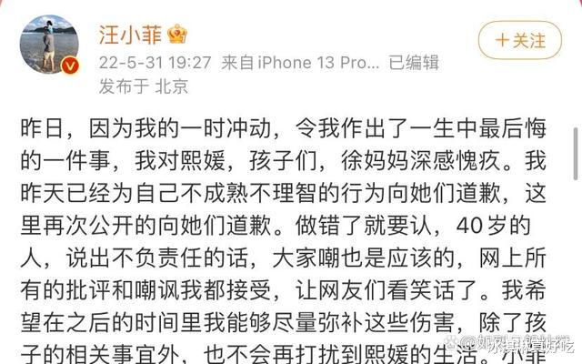 汪小菲|汪小菲公开道歉，称对大S感到愧疚！网友：别演了戏精