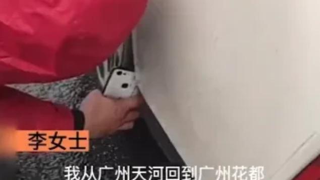 广东广州，一辆网约车在高速路上，轮胎被钉子扎爆