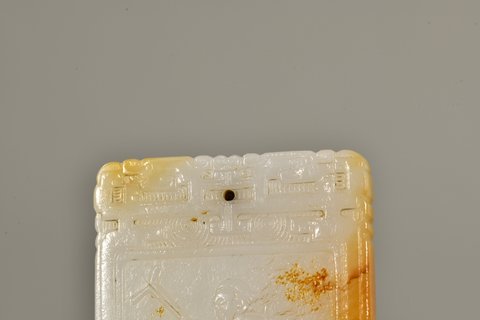 |清代 和田玉籽料老子出关牌