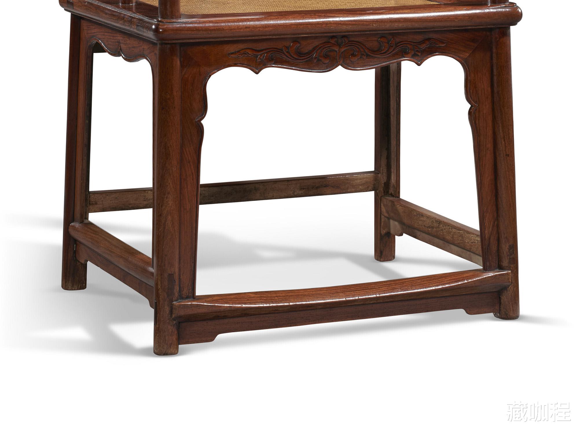 绿松石|端庄沉稳、四腿八挓，黄花梨如意头圈椅精品