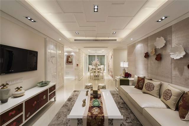 156平中式四居室,博古架展现出中式家居的层次之美