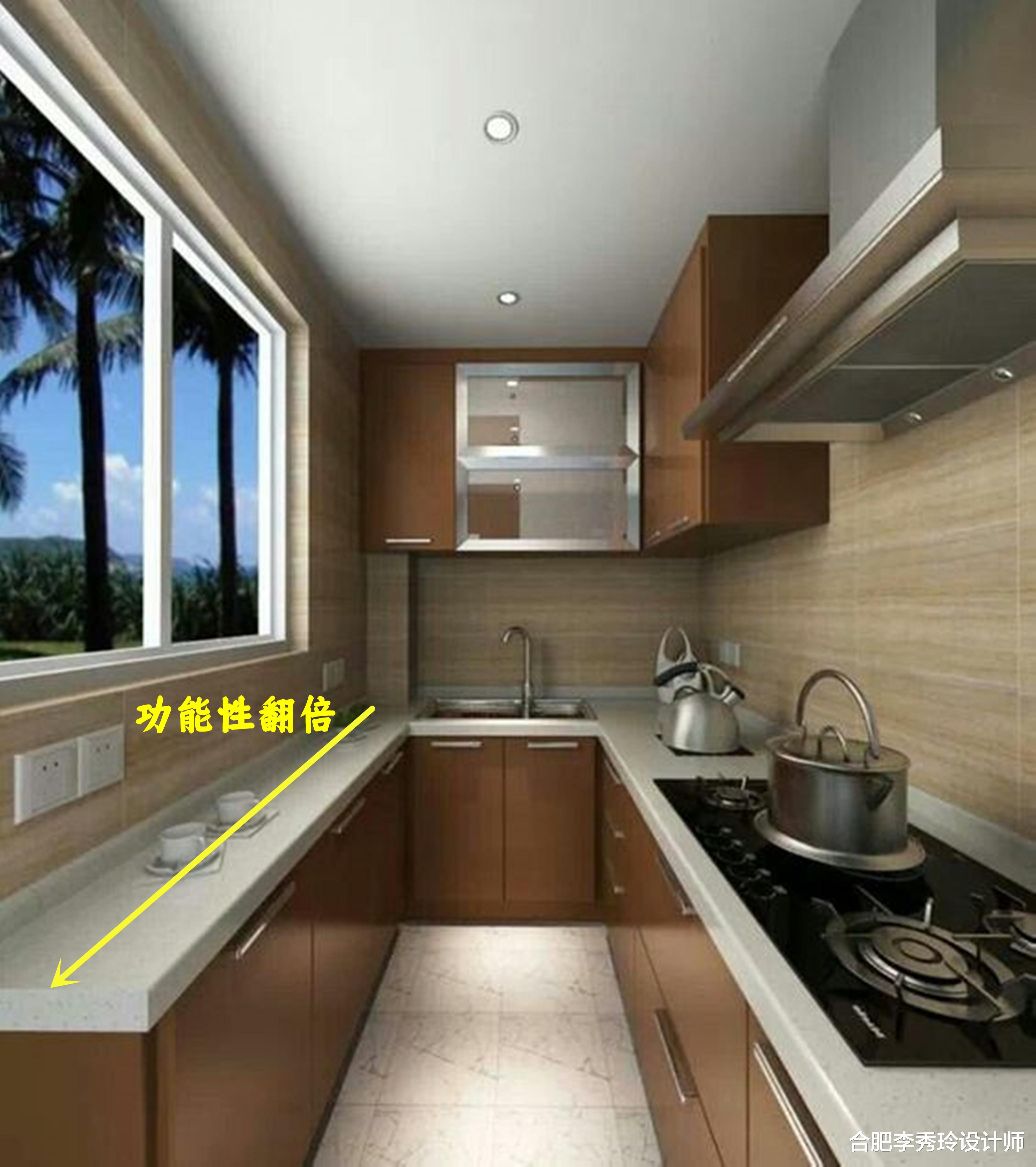 狭长型厨房,靠L型橱柜收纳肯定不够!定制窄柜实现“储物翻身”