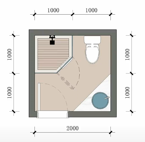 4平米的卫生间,一样能做干湿分离。