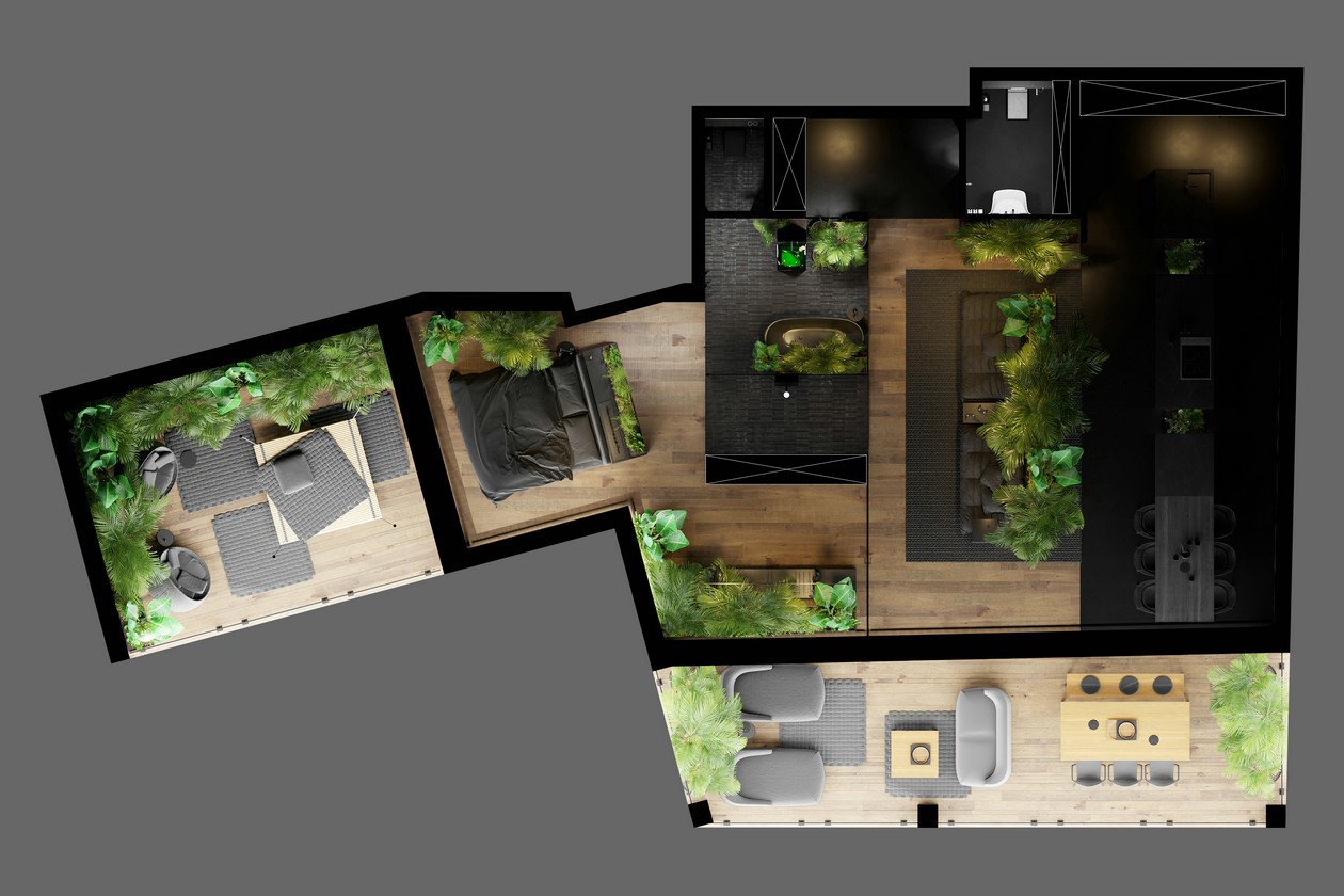 HOUSE 设计 | 黑色+绿植+通透主义+彩光源