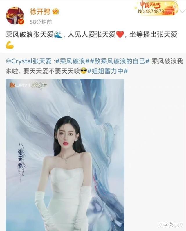 张天爱|张天爱徐开骋恋情再添实锤！男方高调发文支持