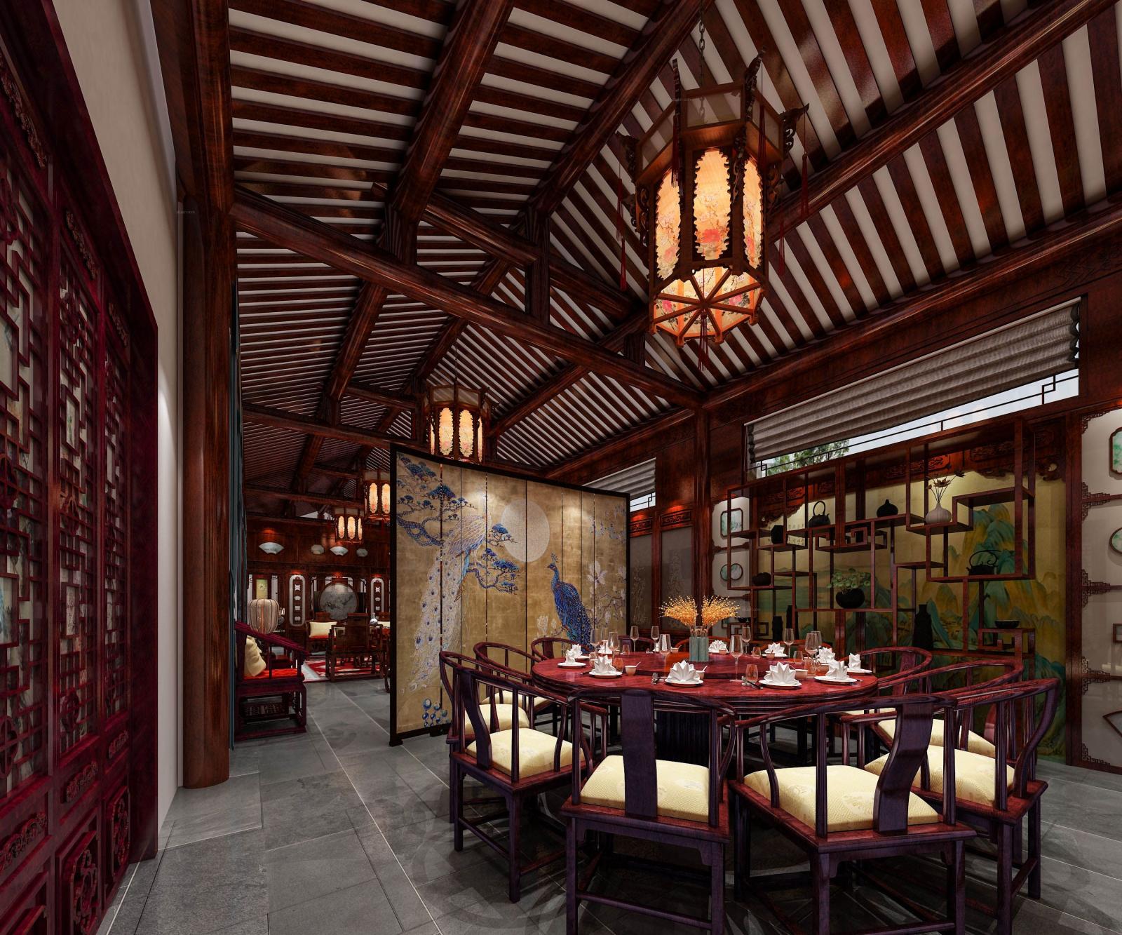 中式别墅红木装修,再现传统红木文化神韵