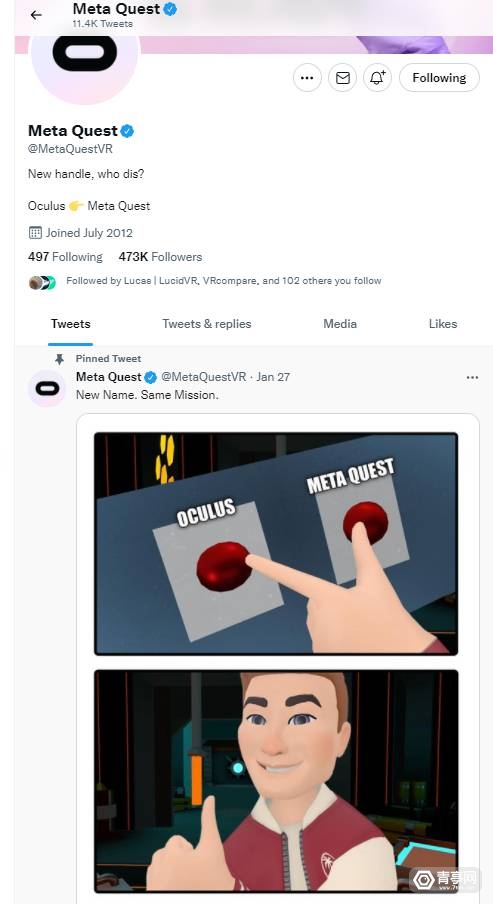 Oculus|Oculus品牌隐退进行时，官方推特更名为Meta Quest