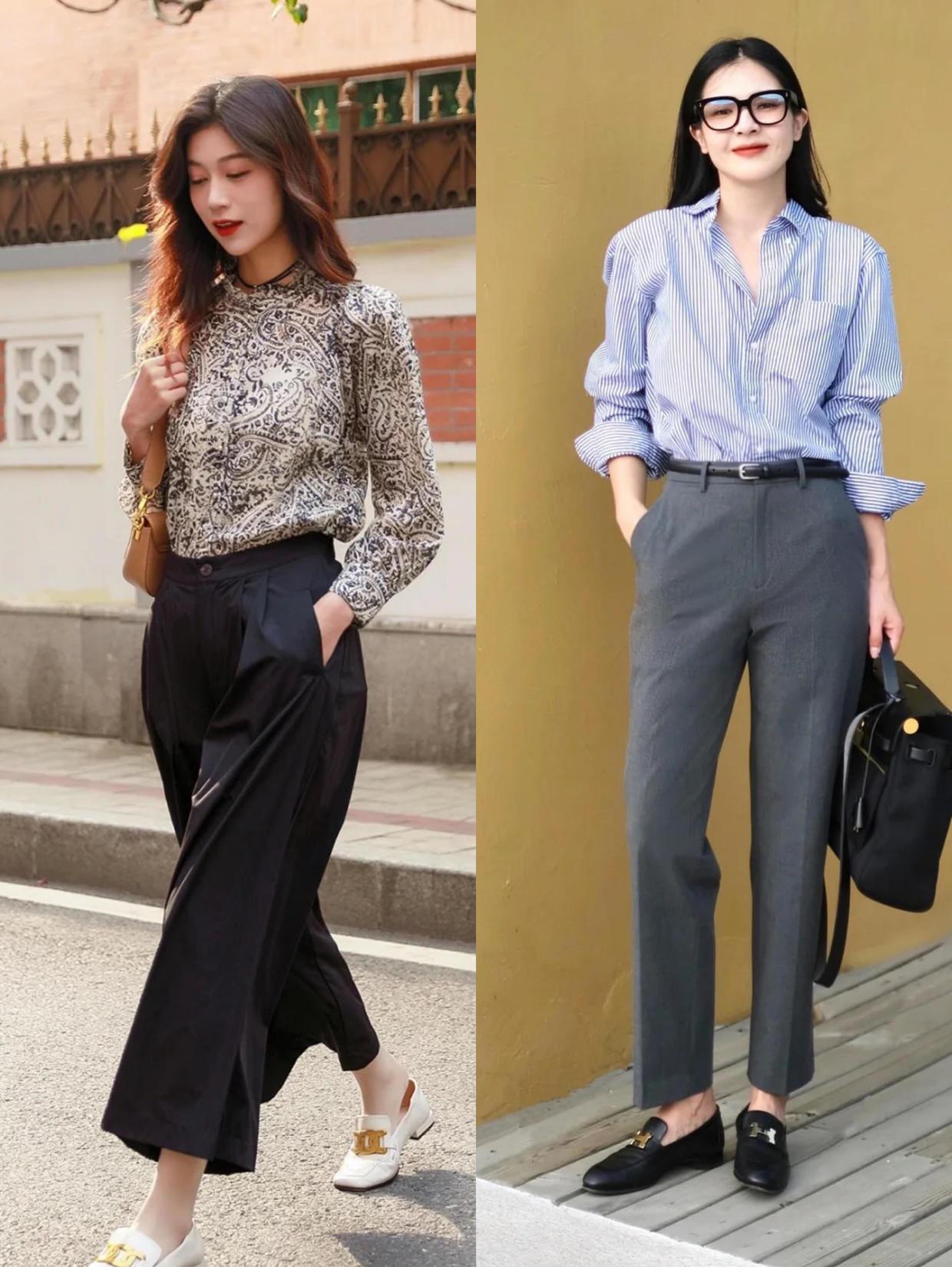 马丁靴不兴了，今年流行的“乐福鞋”，配九分裤，妥妥的显瘦显高