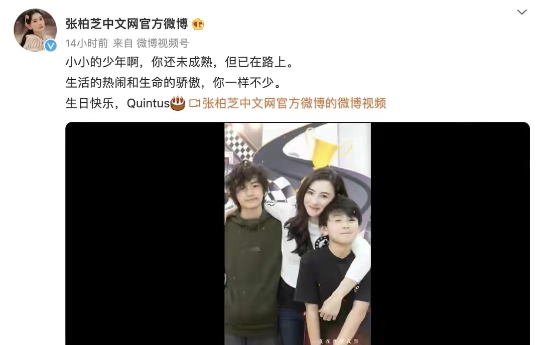 张柏芝|张柏芝晒照为次子庆生!长子留鸡窝头似谢霆锋翻版,小Q眼睛好小