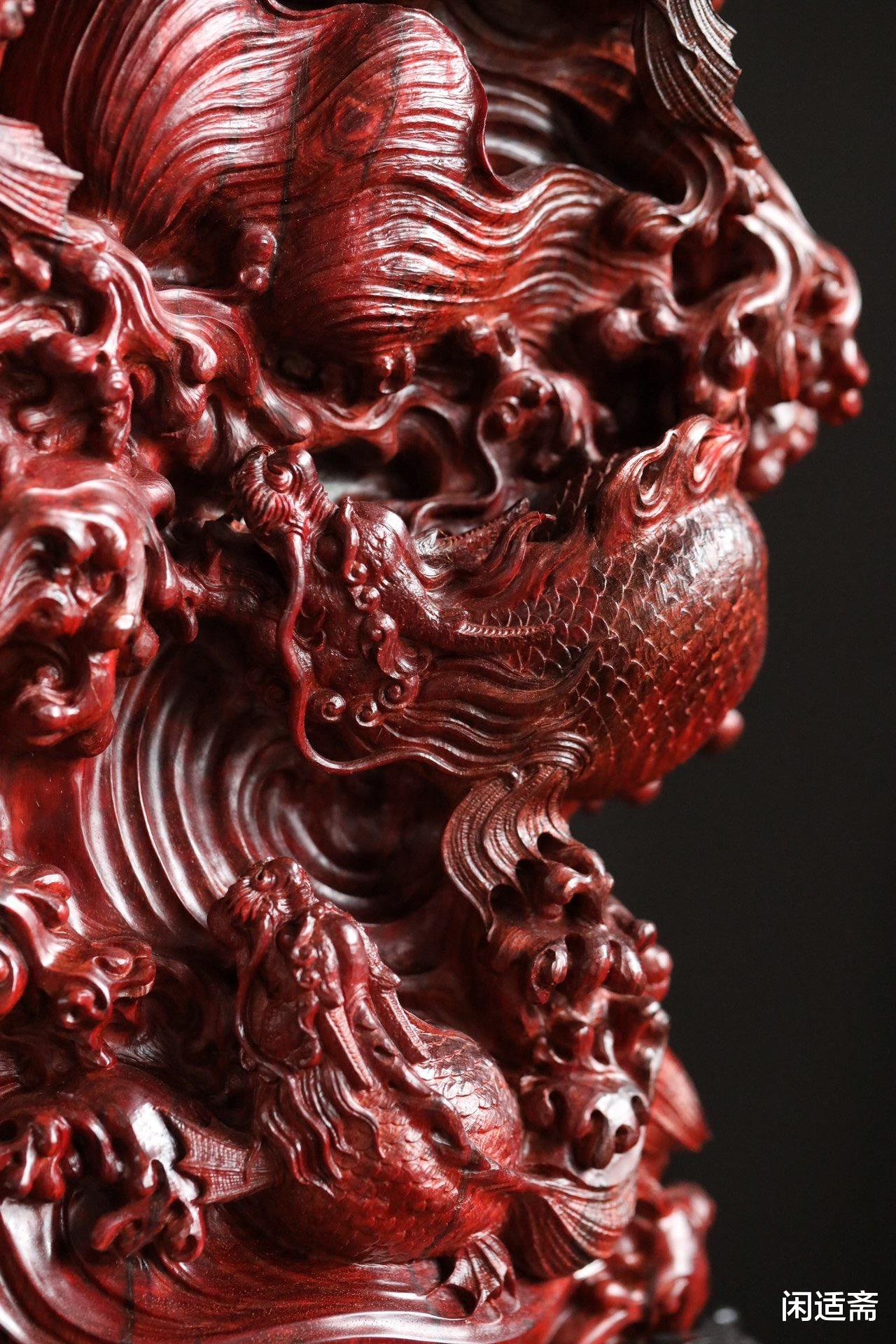 紫檀|鱼化龙,紫檀木雕,吉祥摆件