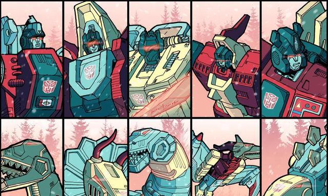 acgn漫评|变形金刚G1动画格子样式人形、载具形态插画