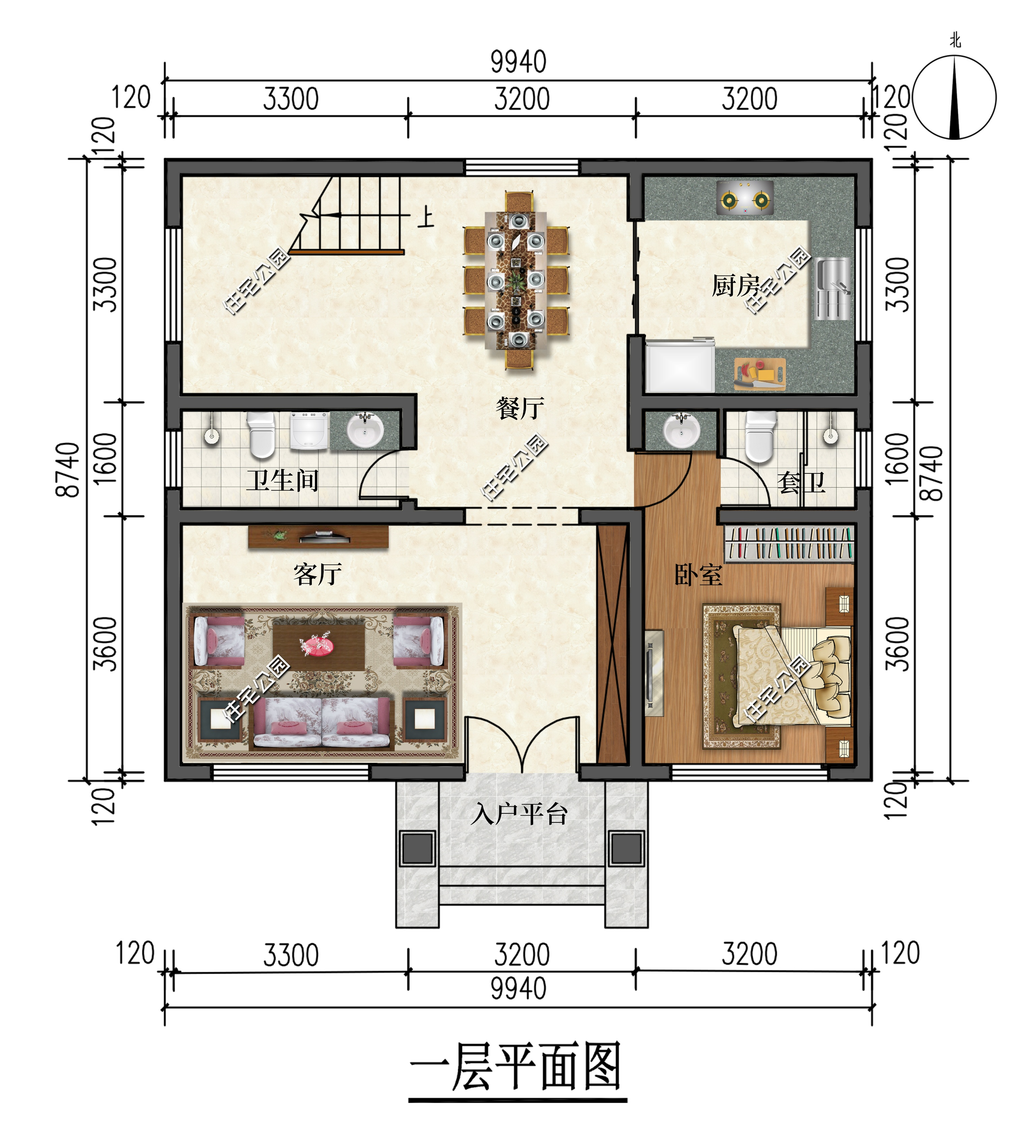 观山湖|10×10米占地89㎡的二层中式别墅，客厅6.5米，卧室均朝南设计