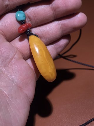 老蜜蜡|藏传 爆老：老蜜蜡吊坠+珊瑚绿松石 项链