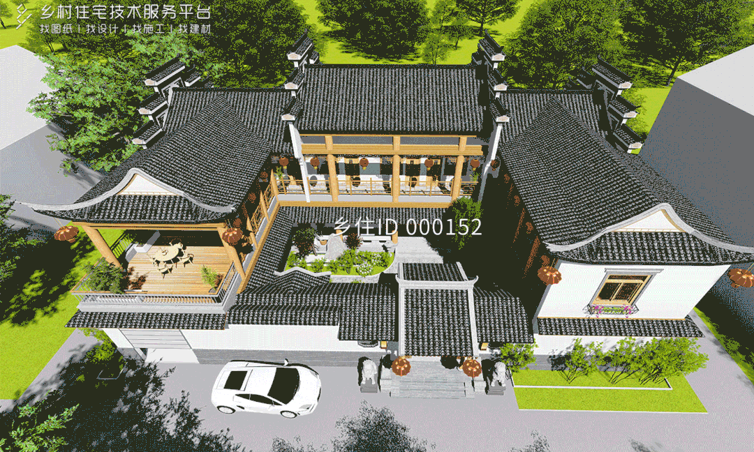 乡住免费图纸建筑面积584㎡ 面宽25m进深15m江西吉安二层徽派别墅