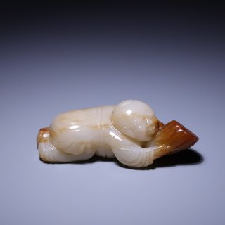 蜜蜡|和田玉童子抱莲