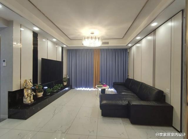 120平现代轻奢风格,三代同堂越住越喜欢,护墙板做背景墙很大气