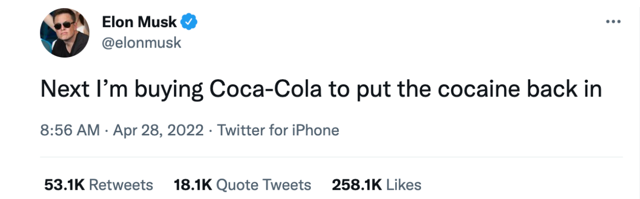 删除|马斯克:少年呦要可口可乐吗?上瘾的那种