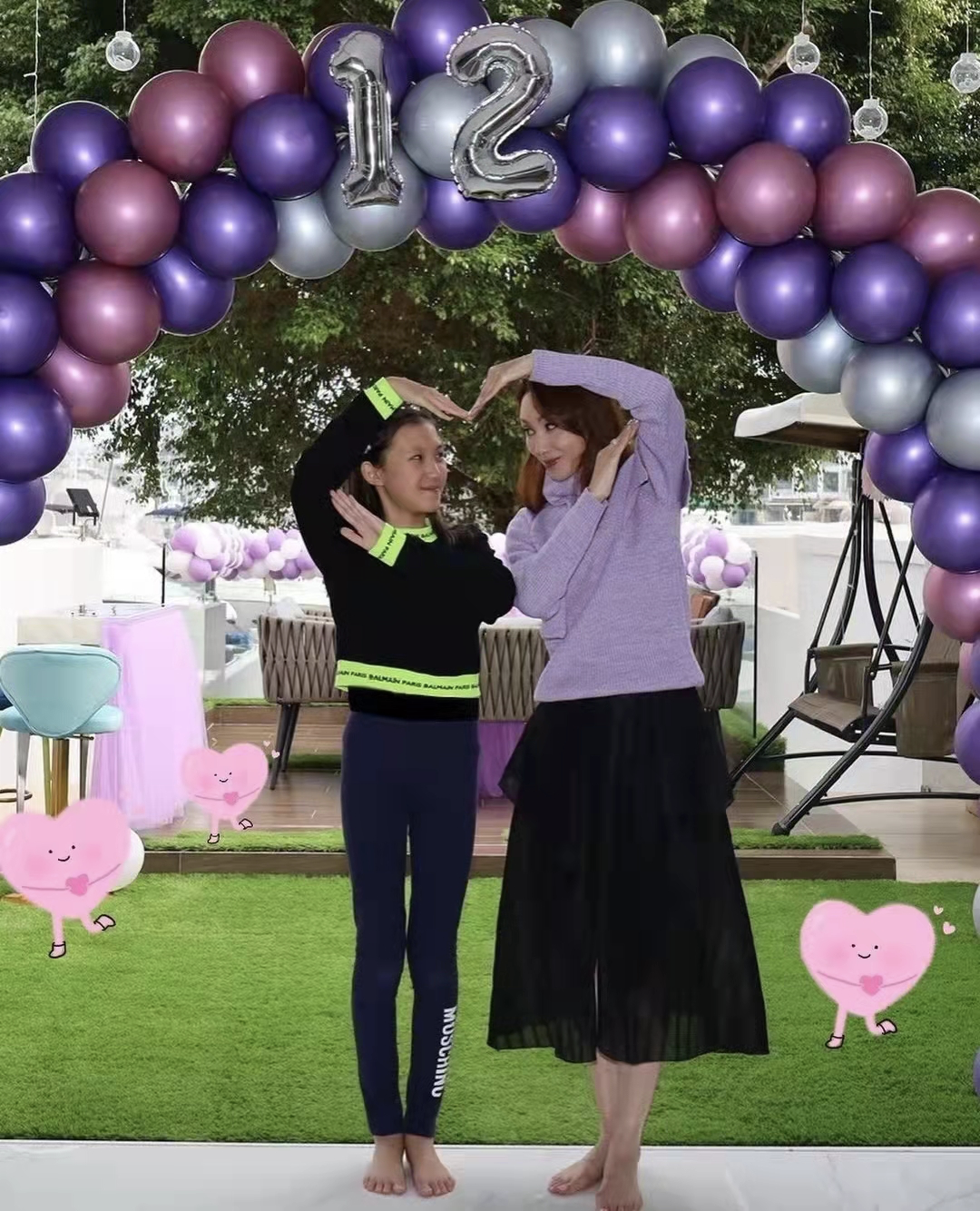 郭可盈|郭可盈林文龙为12岁女儿庆生,豪办户外派对,母女花式比心似姐妹