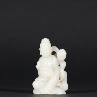 |晚清 和田玉祥龙观音摆件