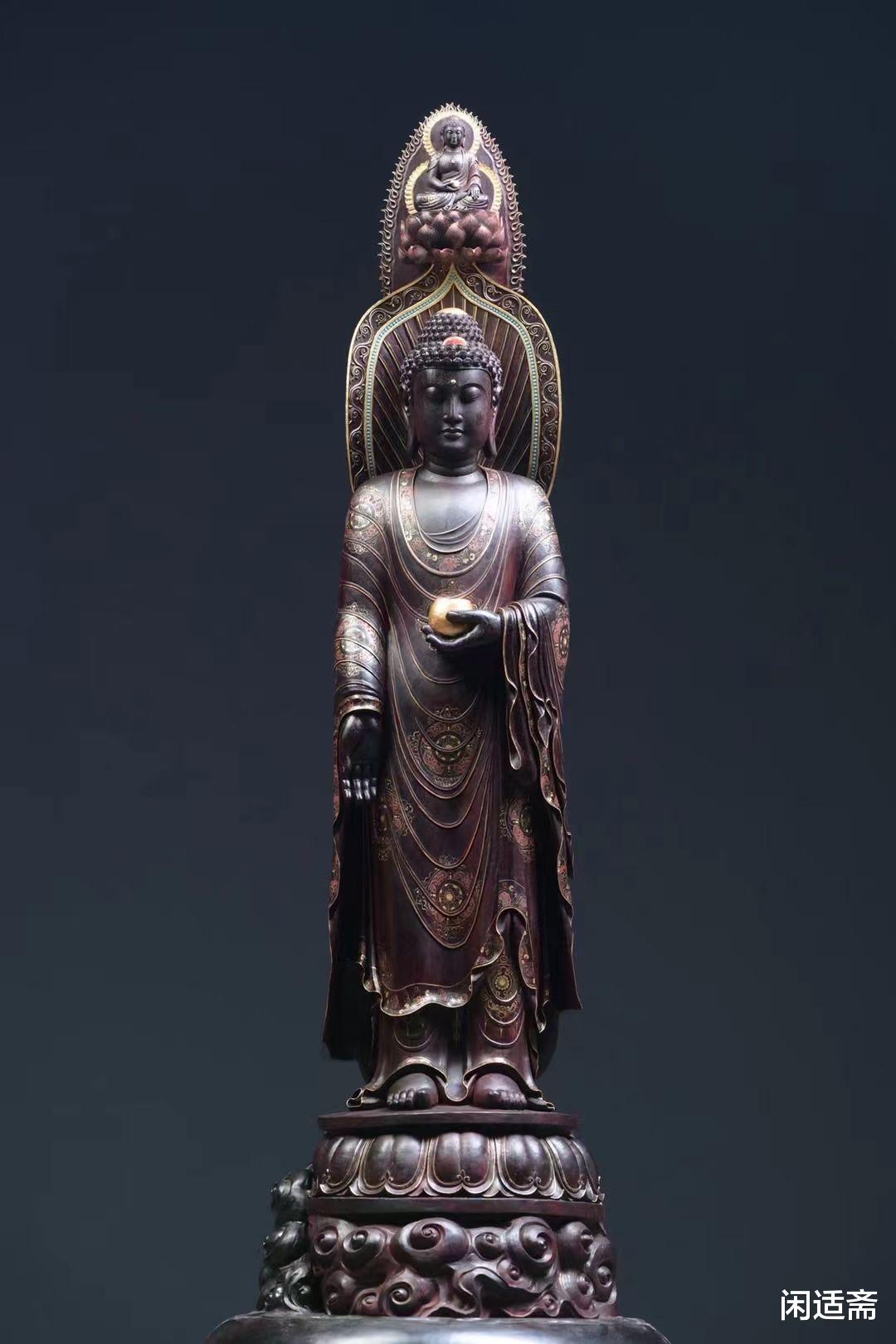 雕刻|仙作佛像雕刻名家作品珍赏，紫檀木雕，阿弥陀佛立像