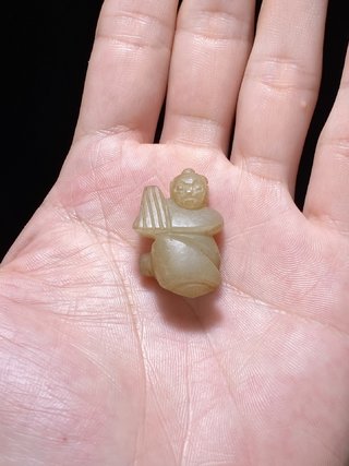 和田玉籽料|宋 和田玉籽料受沁 玉人 吊坠 挂件