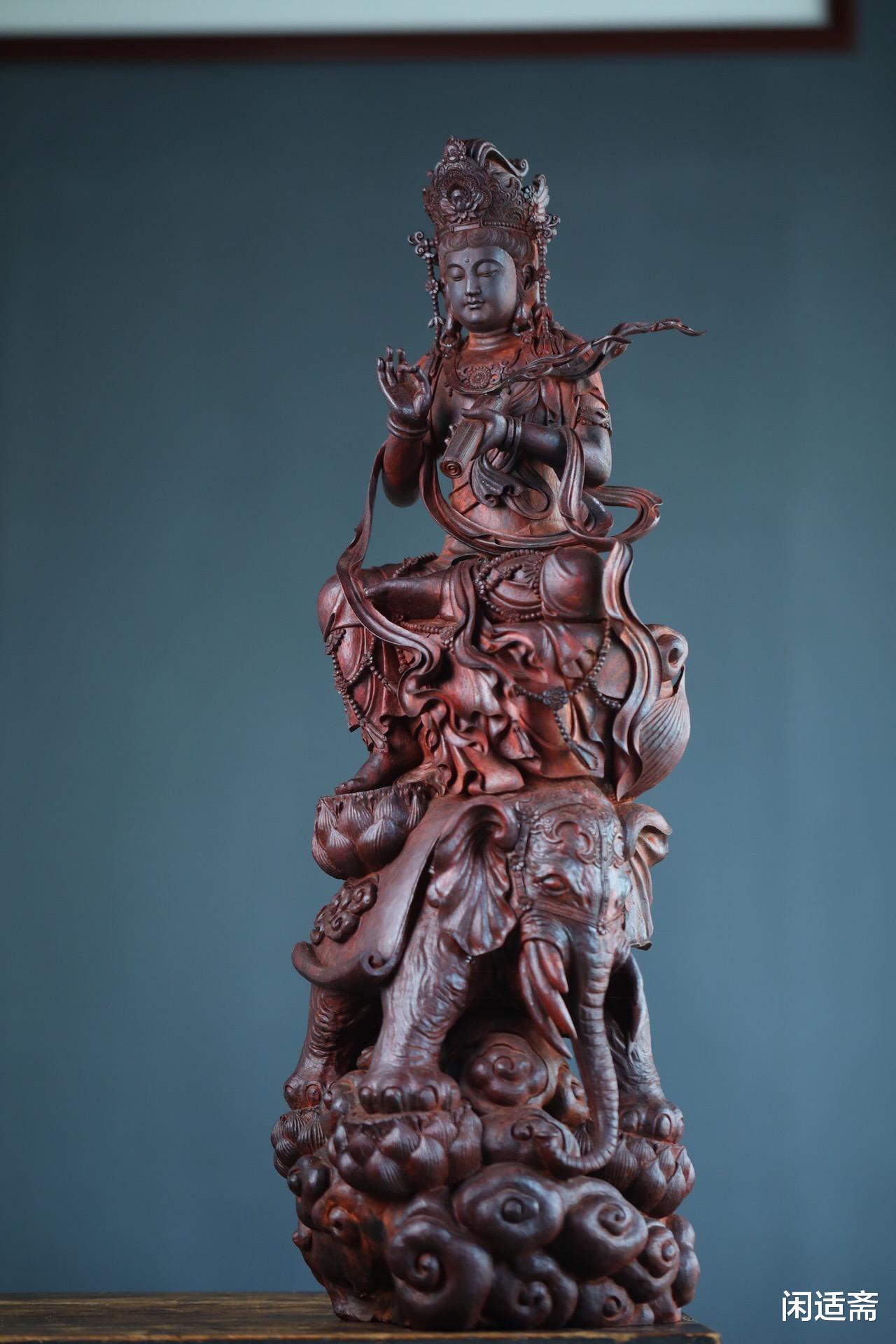 小叶紫檀|佛像艺术精品，小叶紫檀木雕，普贤菩萨