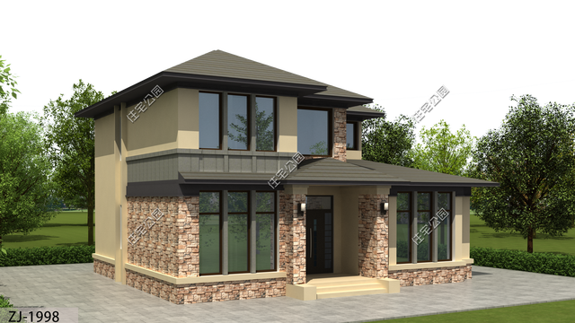 13×10米带豪华套卧的二层现代别墅,左右小窗设计保护家人隐私