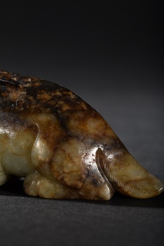 |中古 和田玉胡人戏兽摆件