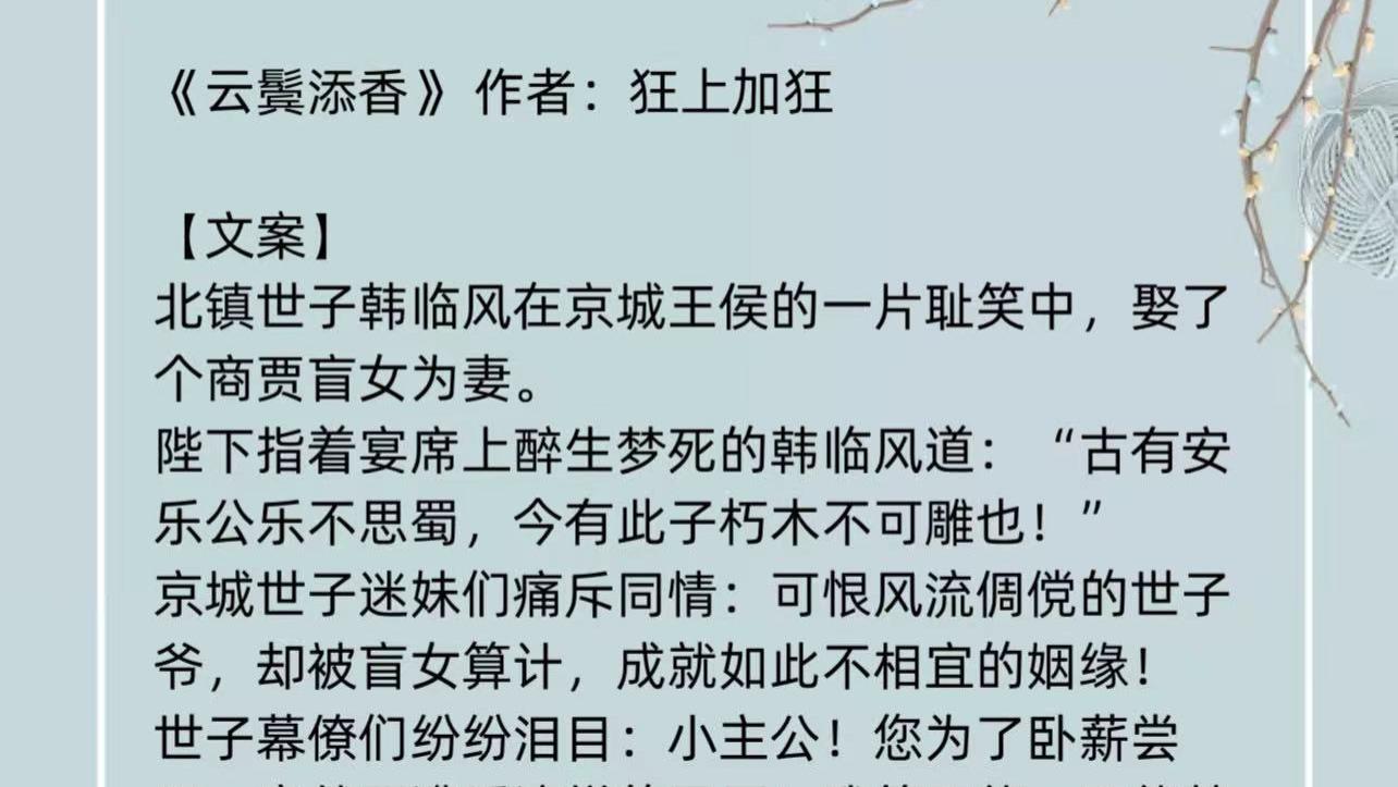 《云鬓添香》商户盲女和落魄质子的相互扶持