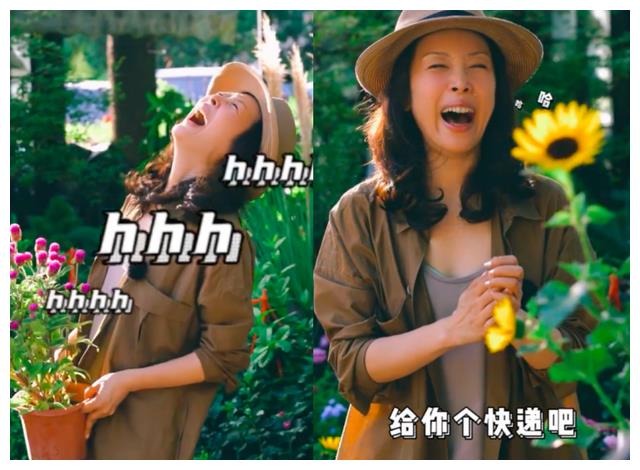 孙悦|50岁孙悦街头逛花市！和老板热聊笑出双下巴，穿低领衣身材纤细