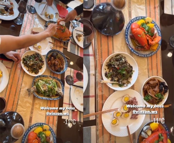 韦唯|韦唯一家美国豪宅开派对，海鲜红酒摆满桌