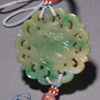 翡翠|旧藏 老翡翠山水意境花形挂佩