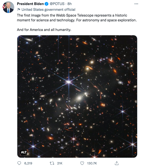 100亿美金打造的韦伯望远镜,拍出了迄今最遥远的宇宙深空影像
