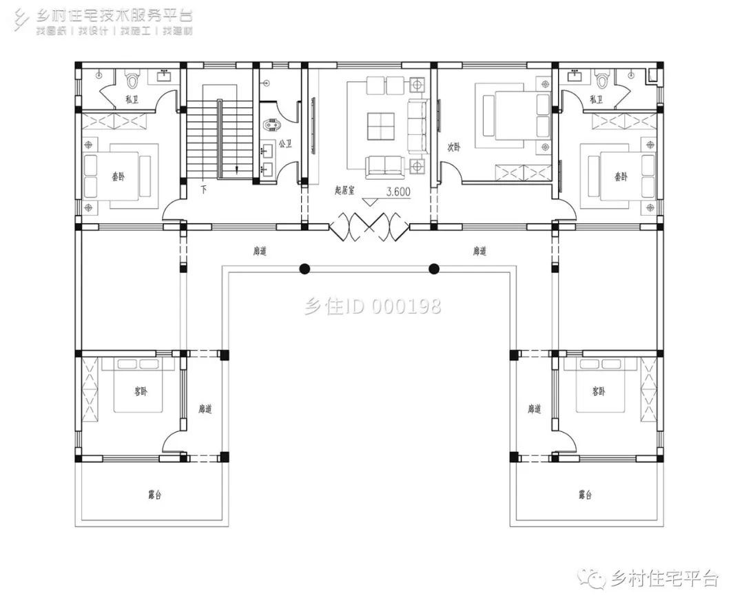 乡住科技免费图纸土建86万面宽21.6m进深17m湖南邵阳三层中式别墅