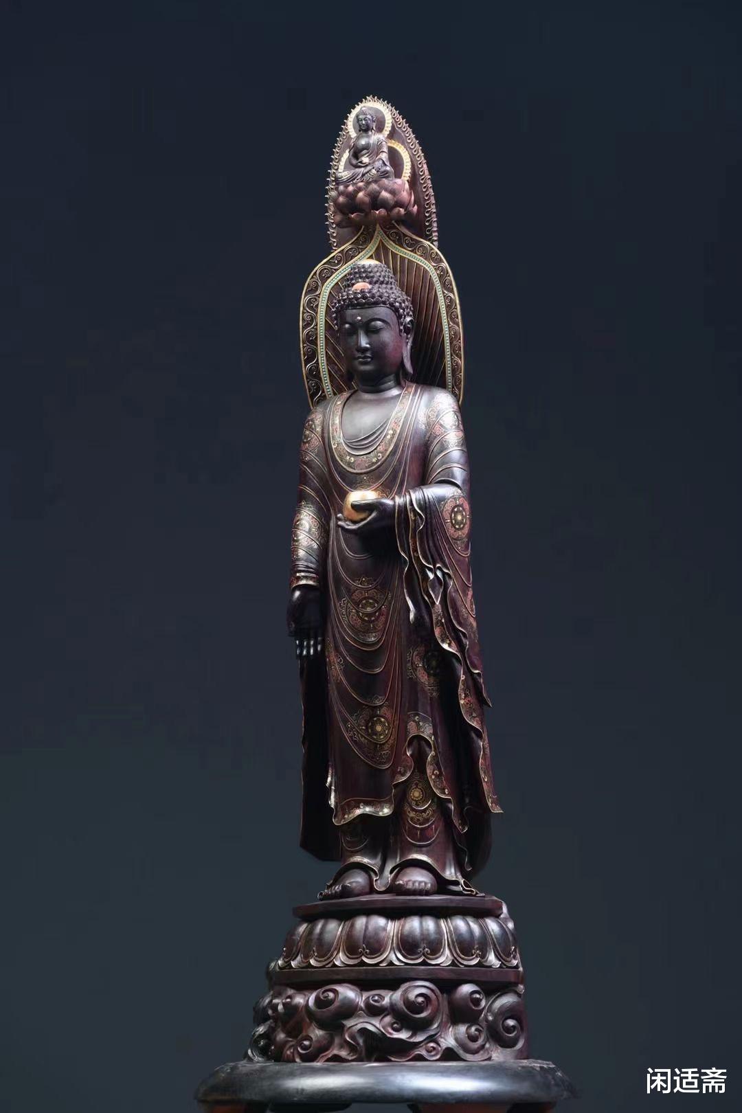 雕刻|仙作佛像雕刻名家作品珍赏，紫檀木雕，阿弥陀佛立像