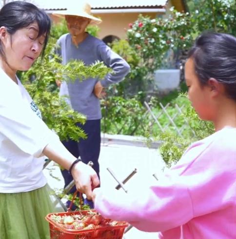 余秀华|46岁余秀华一家三口摘草莓，却让继女提篮子，网友：给你脸了？