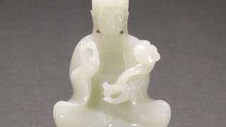 和田玉籽料|回流 和田玉籽料如意观音摆件