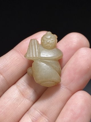 和田玉籽料|宋 和田玉籽料受沁 玉人 吊坠 挂件