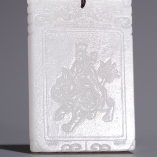 和田玉籽料|旧藏·和田玉籽料骑兽僧佛子冈牌