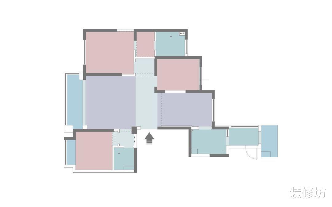 U型开放式置物架,还有半开放书房,层层递进的空间格外美