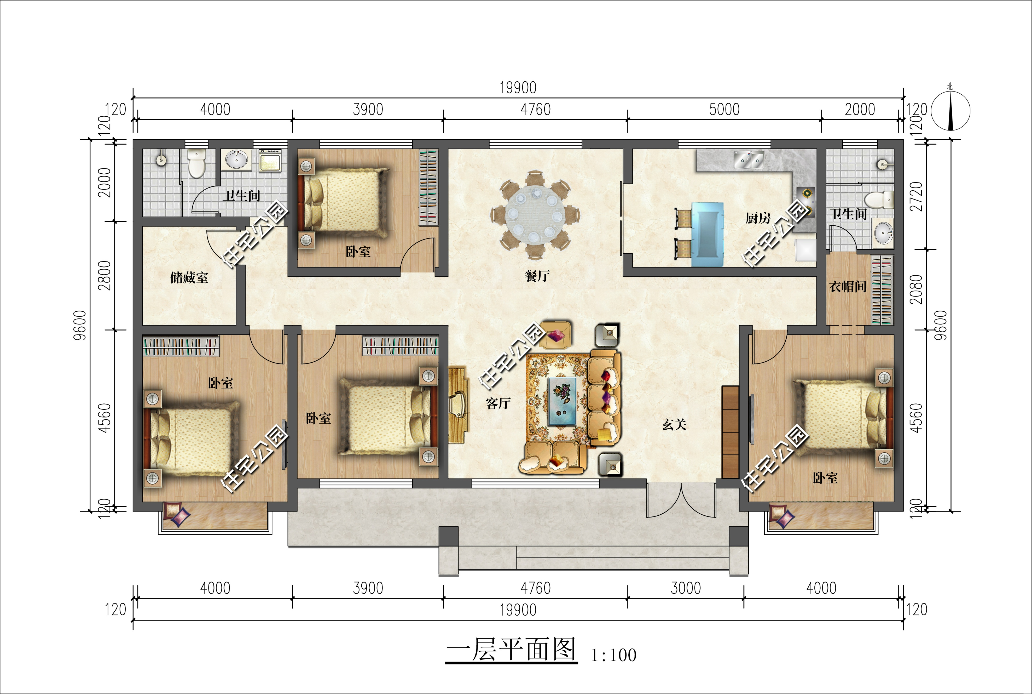 客厅|20×9米简约大气的一层养老房,拥有7.7米大客厅,明亮又舒适