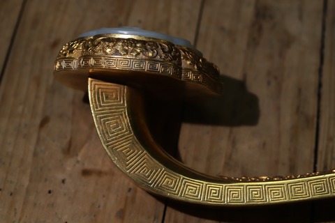 |舊藏和田玉“鎏金  蟠桃献寿 玉如意”.