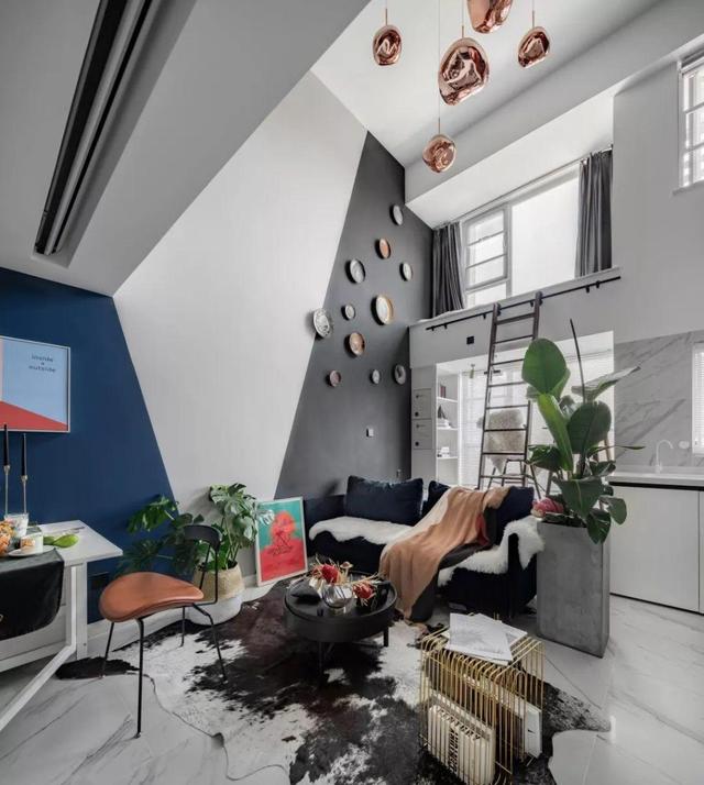45㎡loft，简约北欧风，挑高的客厅加上悬空飘窗，太赞了
