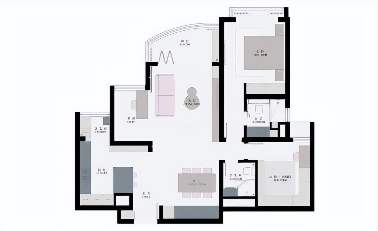 98㎡现代风通透二居室,可咸可甜、变换自如的舒适家