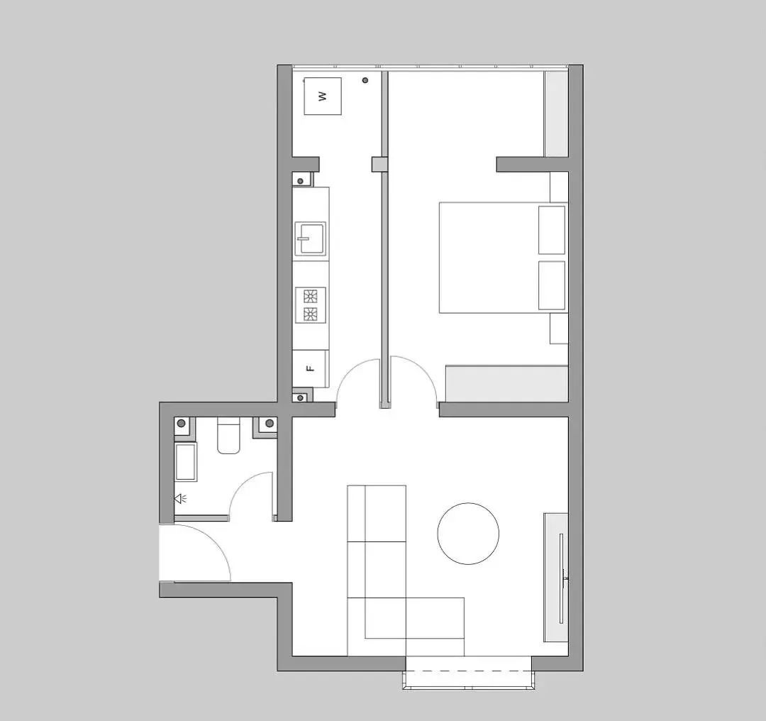 49平的简约风小户型公寓,把卫生间和厨房换了个位置