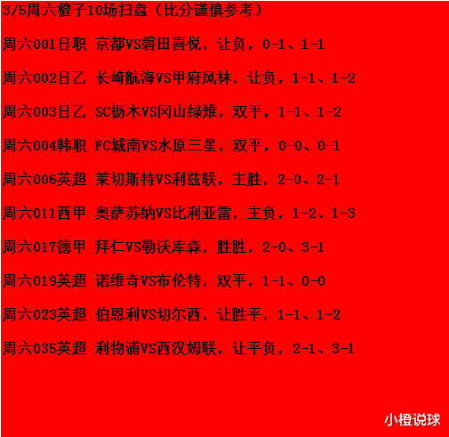 切尔西|3/5周六竞彩推荐：莱切斯特VS利兹联、伯恩利VS切尔西；附10场扫盘