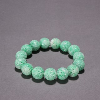 翡翠|回流 翡翠缠枝莲团寿纹手串