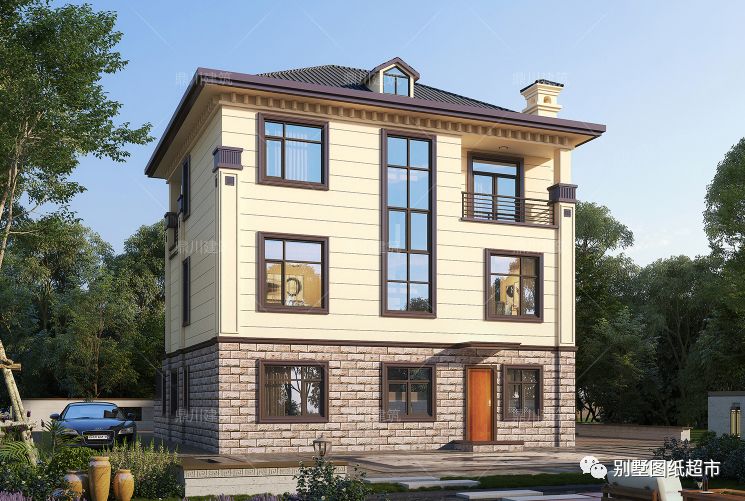 新中式三层别墅,11×13米,架空层车库真亮眼,农村建超气派