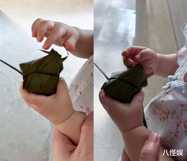 王灿|王灿晒女儿玩粽子童趣满满，小蛋饺穿旗袍超漂亮，皮肤比妈妈还白