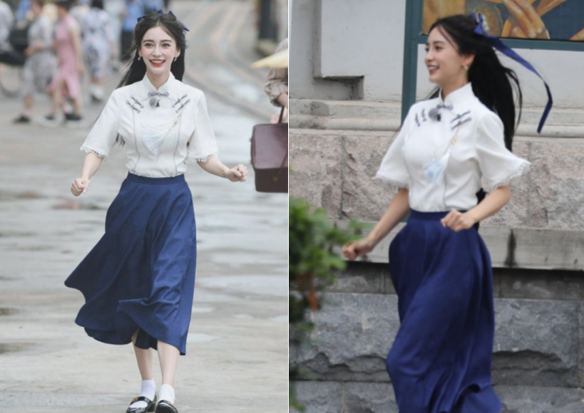 陈哲远|Baby节目路透曝光,一头黑长直扮相清纯,和男演员大胆玩“壁咚”